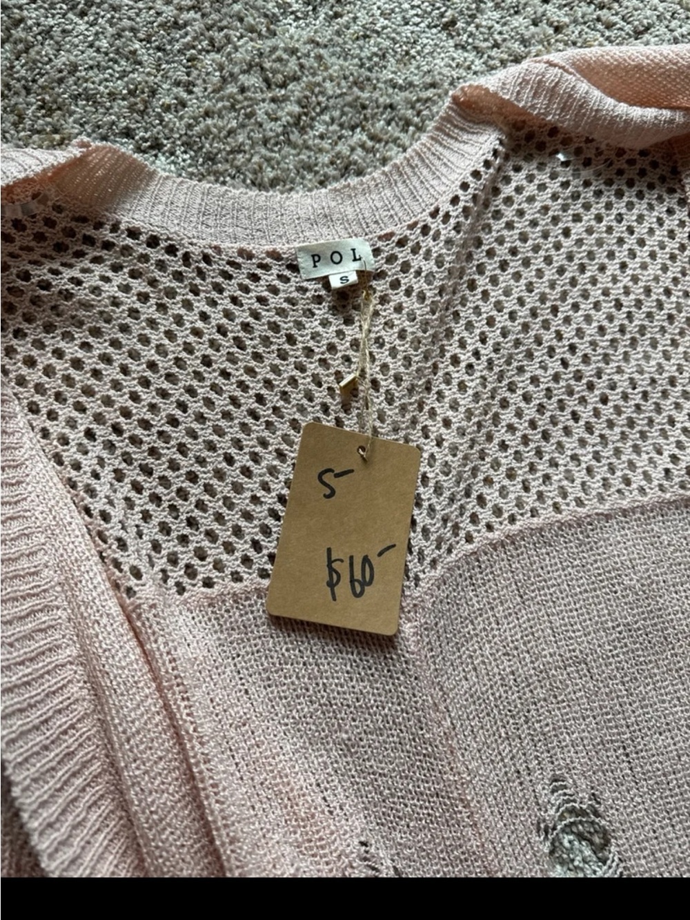 NWT POL oversized Open front Distressed Peachy Pink Duster Cardigan size Small - Picture 10 of 12